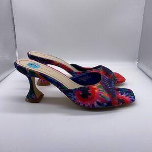 Bamboo Tie Dye Square Toe Heeled Mule Size 7